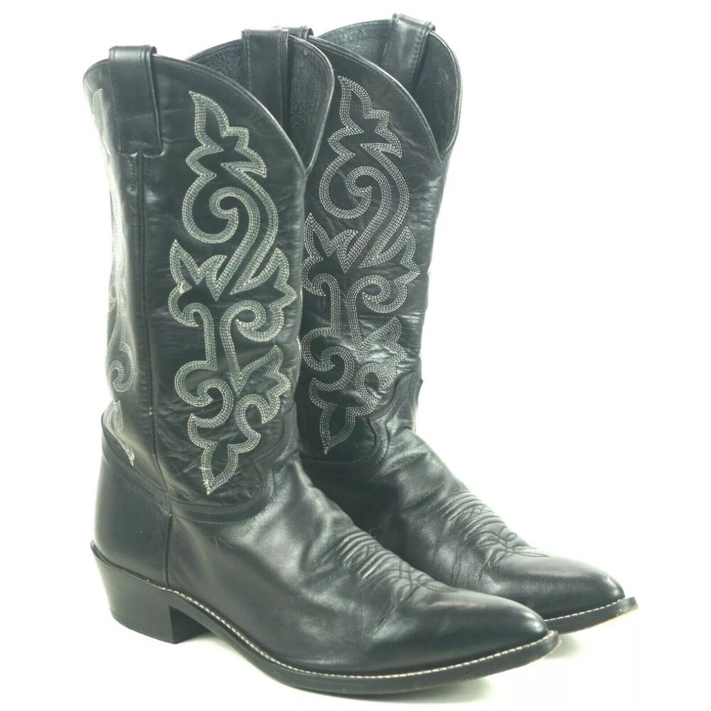 Justin Wicked Black Leather Western Cowboy Boots Pointy Toe Mexico Men's 12 EE
